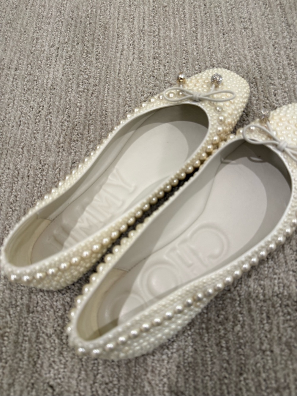 Jimmy Choo Pearl-Embellished Women’s Ballet Flats - Ivory - Picture 2 of 5